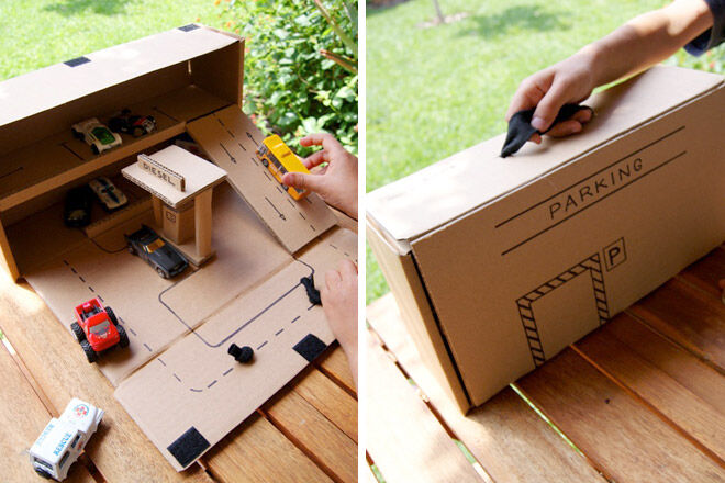 cardboard toy car storage