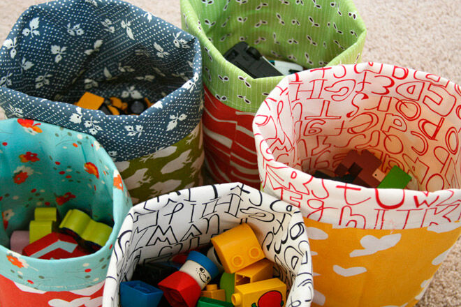 fabric bucket toy car storage