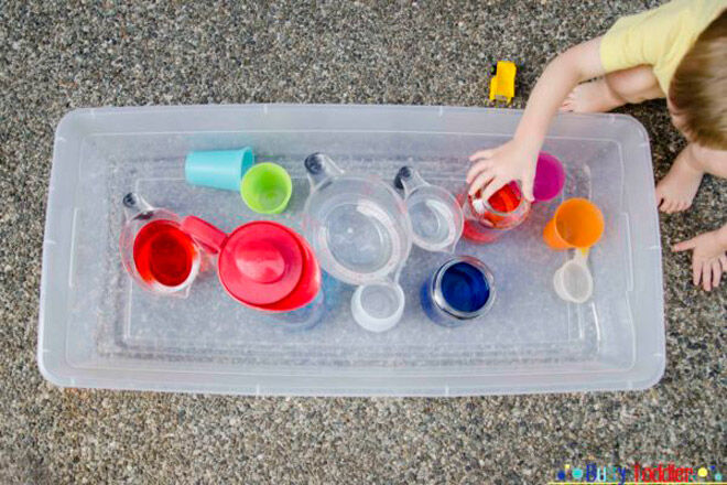 pouring station water play toddler