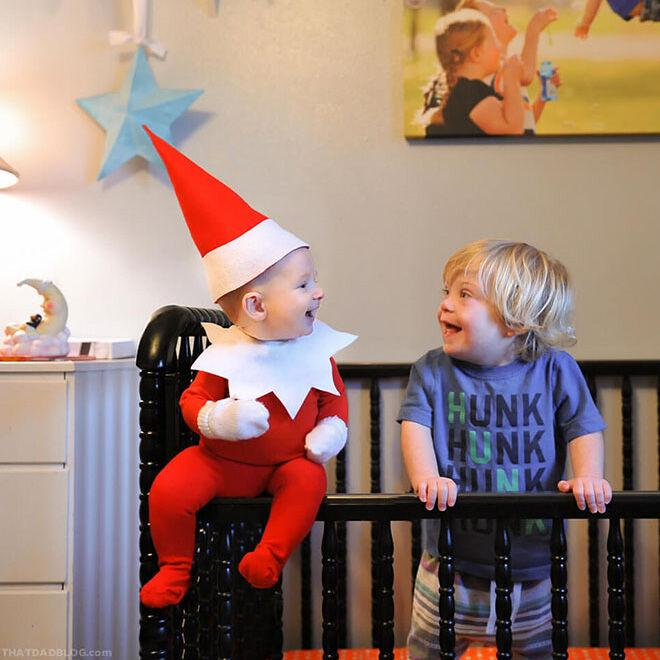 Hilarious dad turns baby into a real life Elf on the Shelf