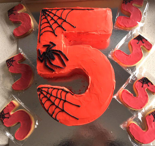 spider man kids number cake