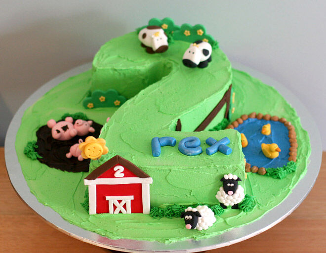 farmyard number cake kids