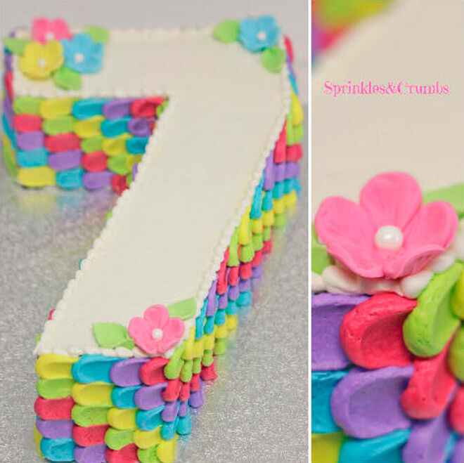 floral number cake kids