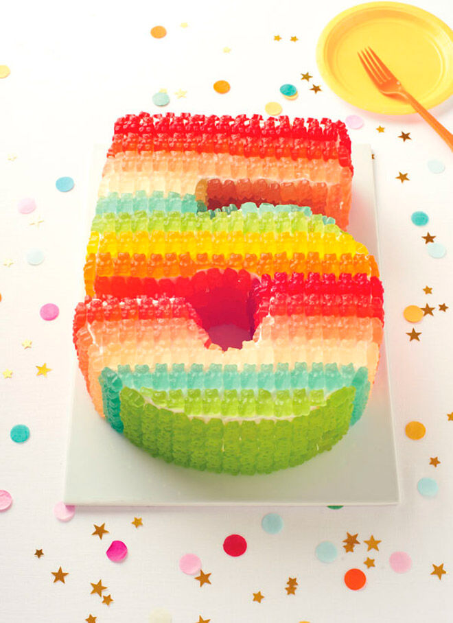 gummy bear number cake kids