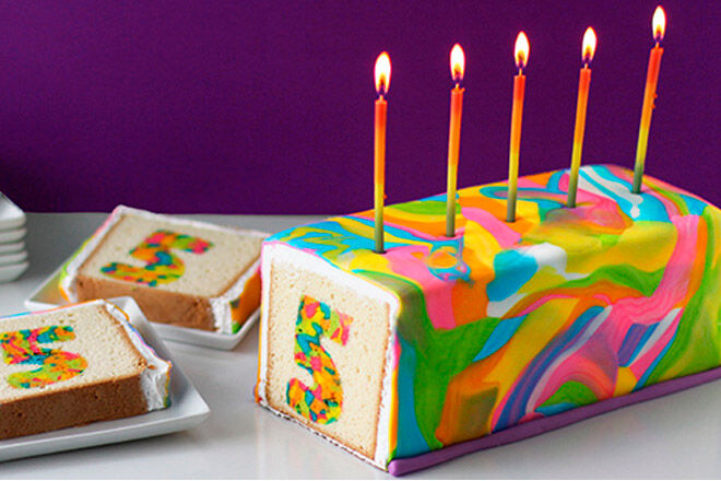 rainbow tie dyed surprise cake number kids