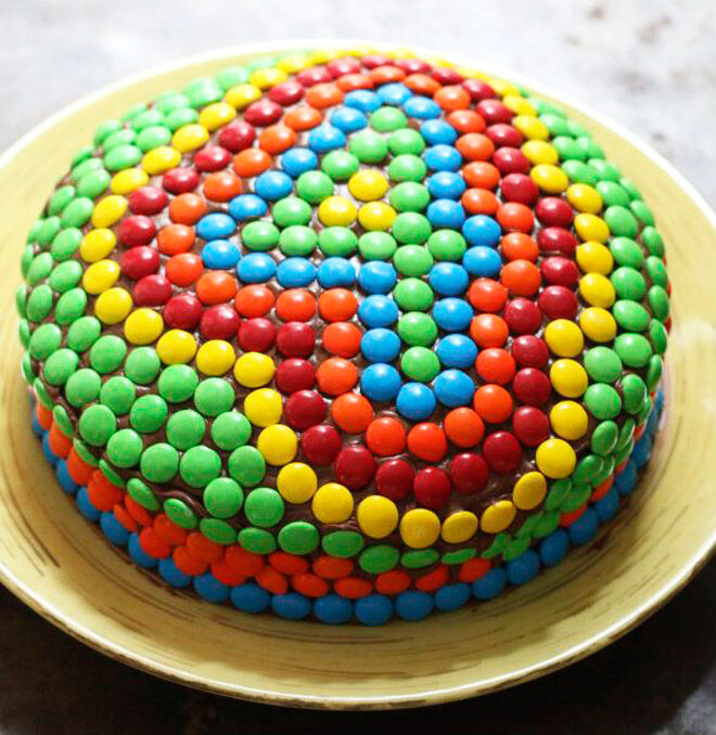 round rainbow cake number kids