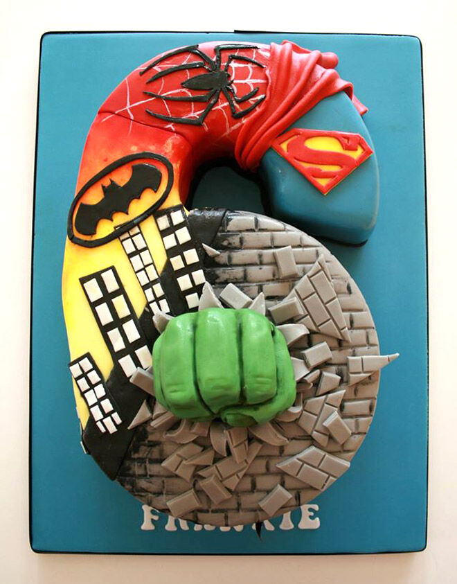 superhero number cake kids