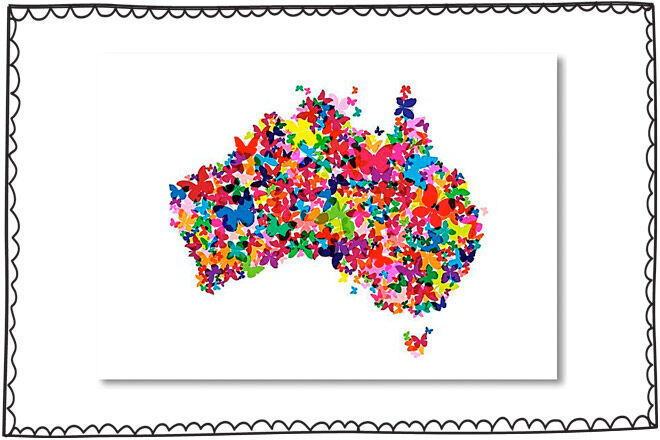 americanflat australia map art print