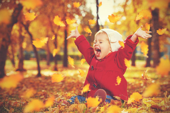 autumn kids leaves outdoors