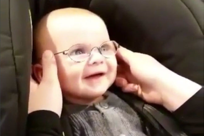 danish baby sees mum first time glasses