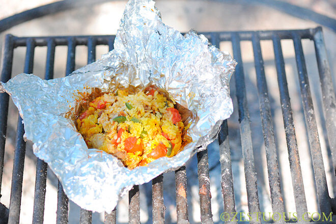 campfire paella camping food kids