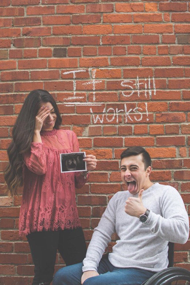 pregnancy announcement paralysed dad