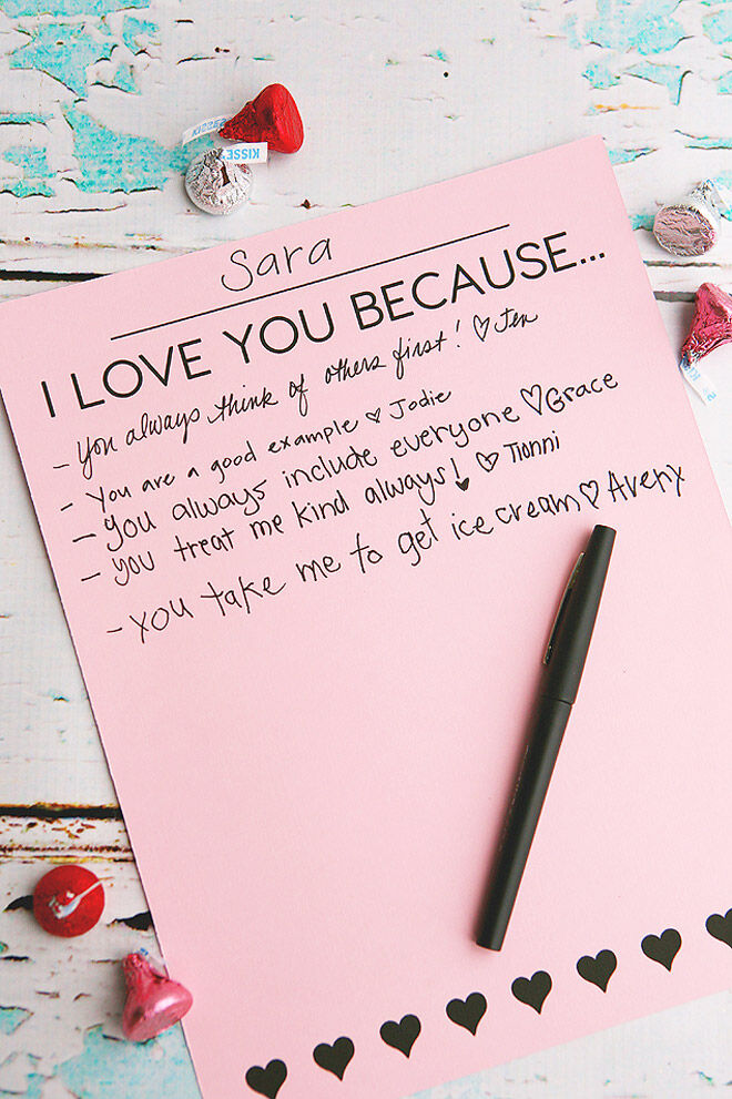 valentines day love note