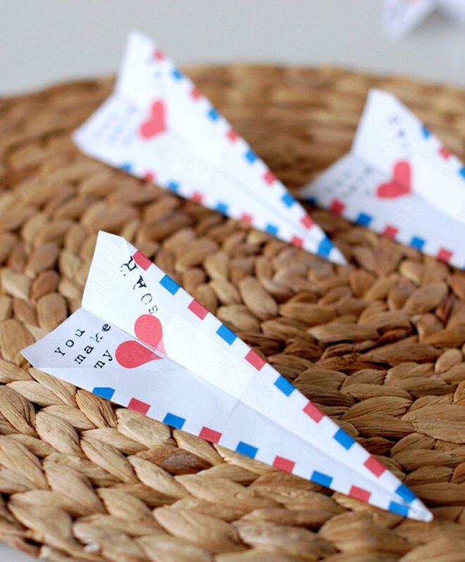 valentines day paper aeroplane printable
