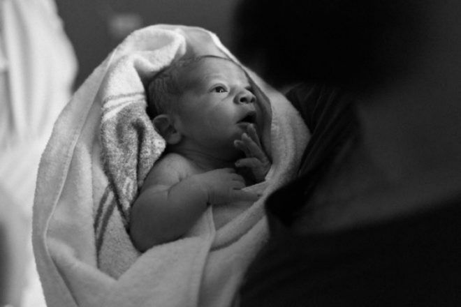 Hello Project black and white newborn baby