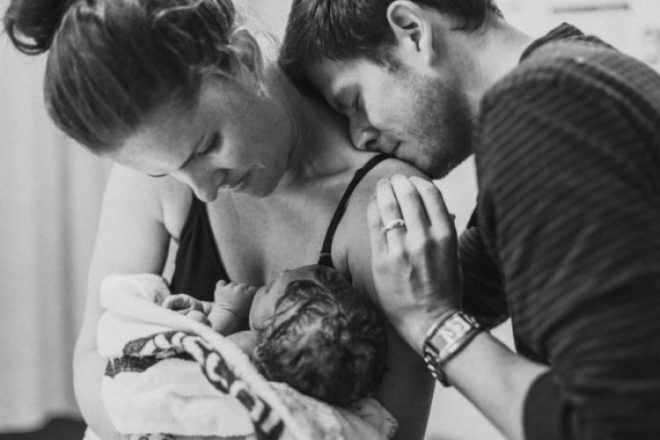 new dad shows relief after baby birth First Hello Project