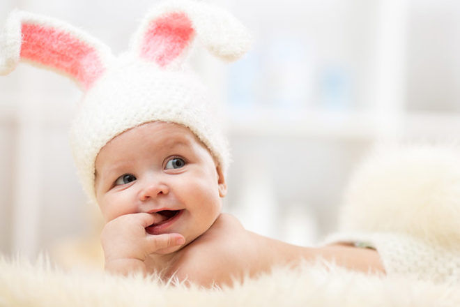 Happy easter cute bunny baby