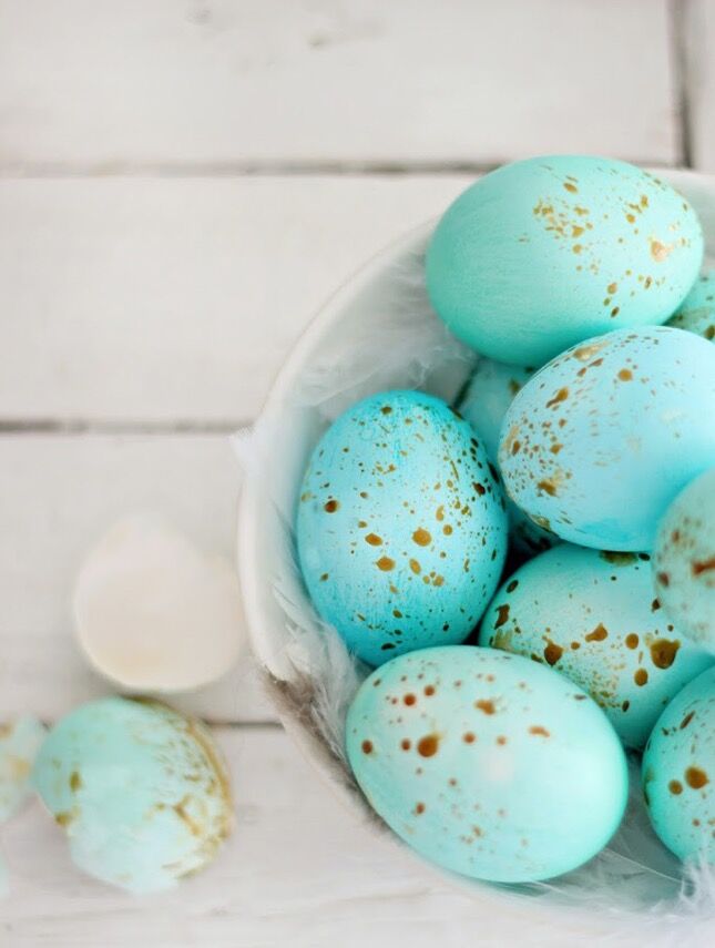 Speckled blue and gold easter eggs