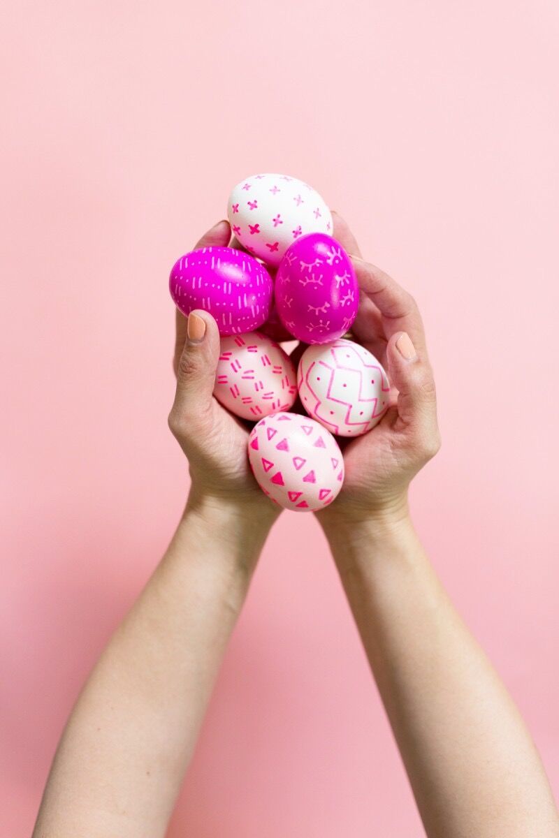 Pink sharpie designed easter eggs
