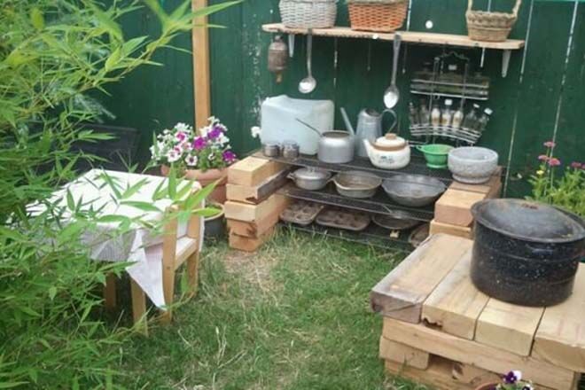 cute outdoor mud kitchen for kids creative play