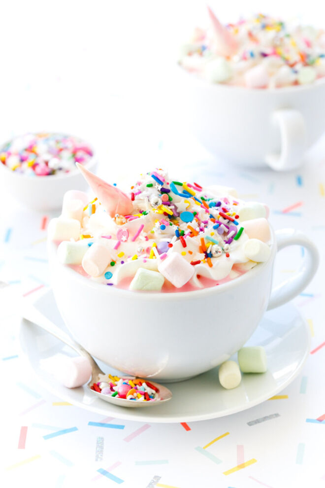 unicorn hot chocolate party drink