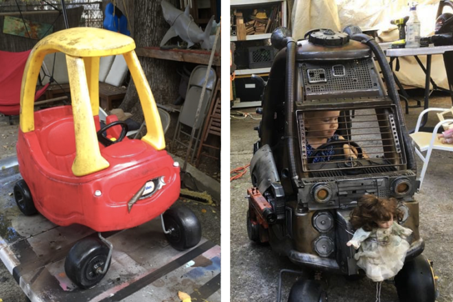 Little Tykes Cozy Coupe turned into Mad Max Car