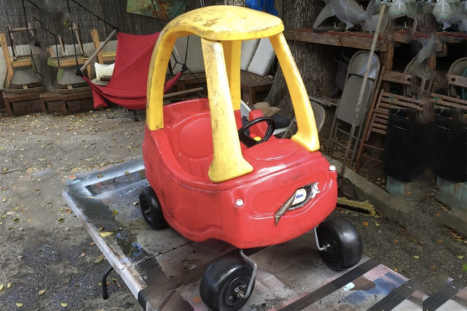 Little Tykes Cosy Coupe turned into Mad Max Car