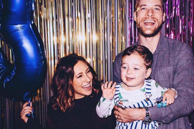 Australian celebrity parents Hamish Blake and Zoe Foster Blake with Sonny