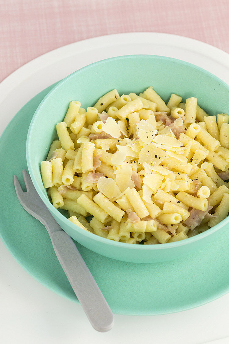 ham and cauliflower Alfredo macaroni