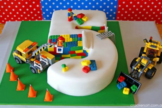 number 5 Lego cake