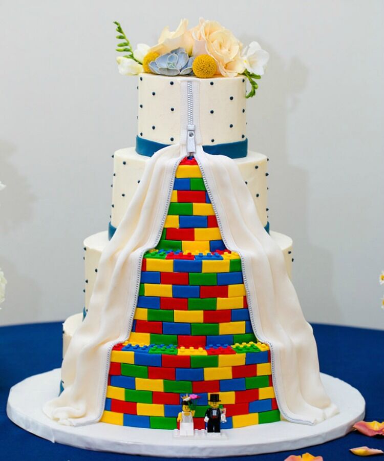 three tier lego wedding cake 