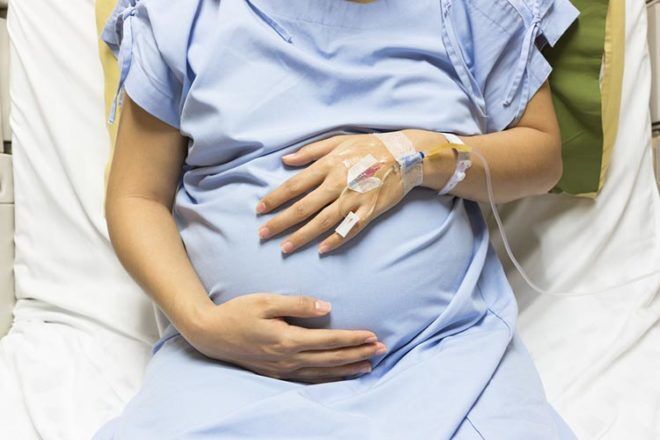 Pregnant belly in hospital