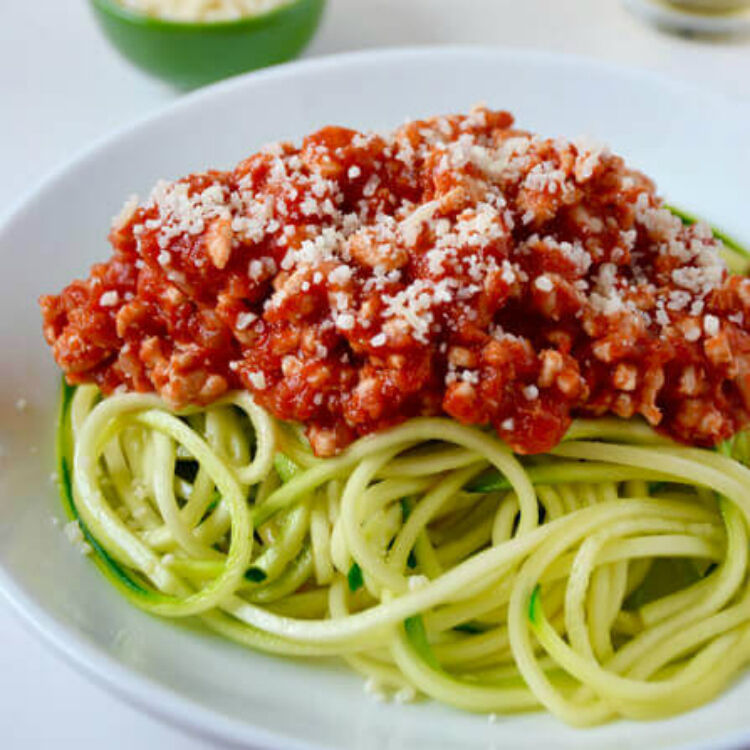 zucchini noodles and turkey bolognese by Just a Taste