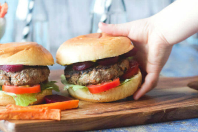 Veggie and meat burger patties by Healthy Little Foodies