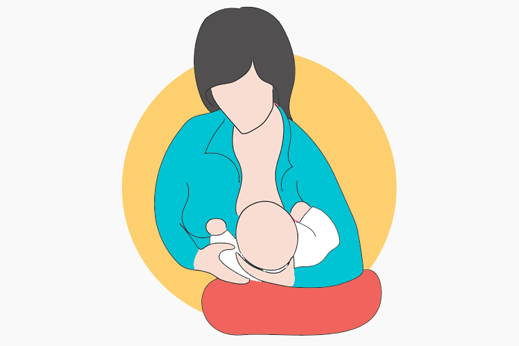 Hand in head breastfeeding position
