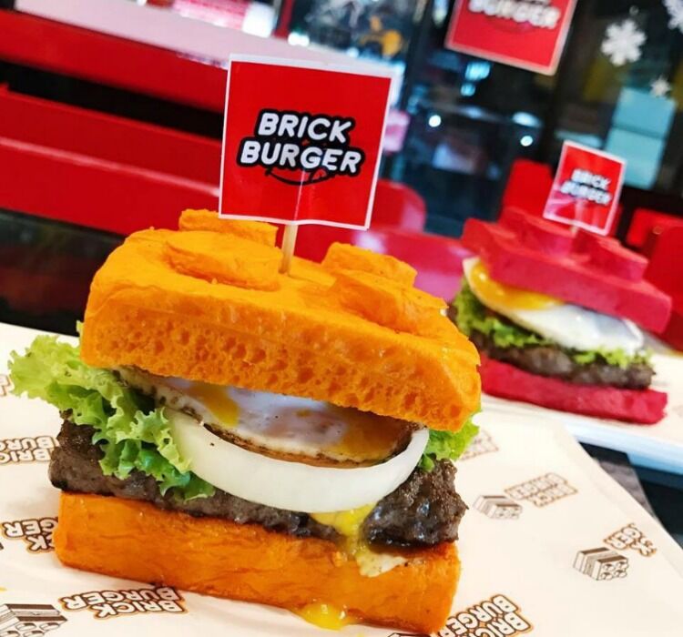 close up shot of burger at brick burger