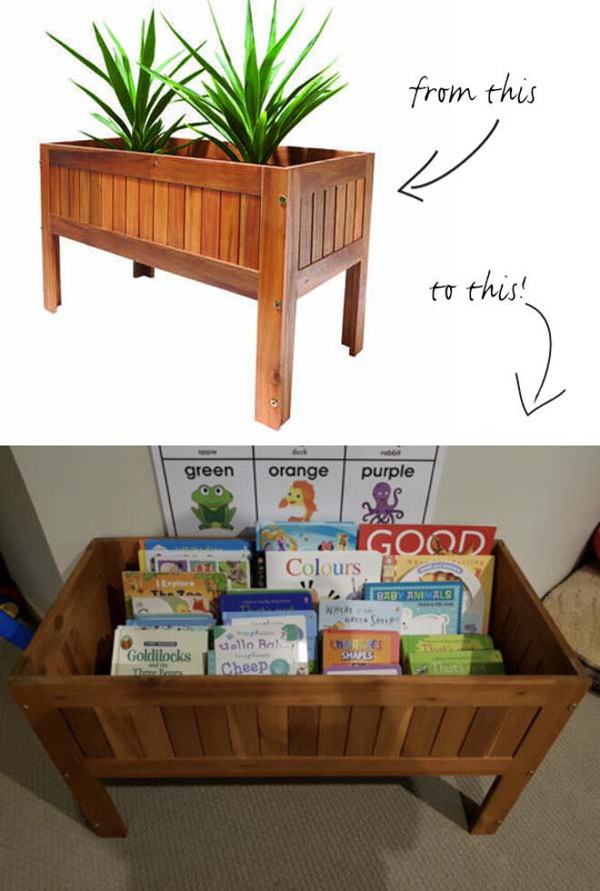 Kmart hacks for book and toy storage