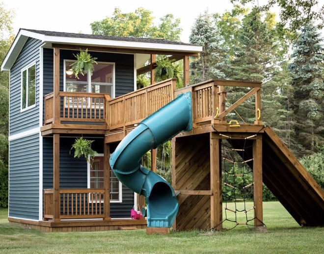 This double-storey, dad-built cubby house will blow your mind!