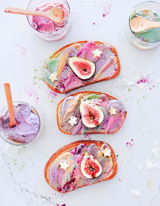 smashed fig food unicorn toast