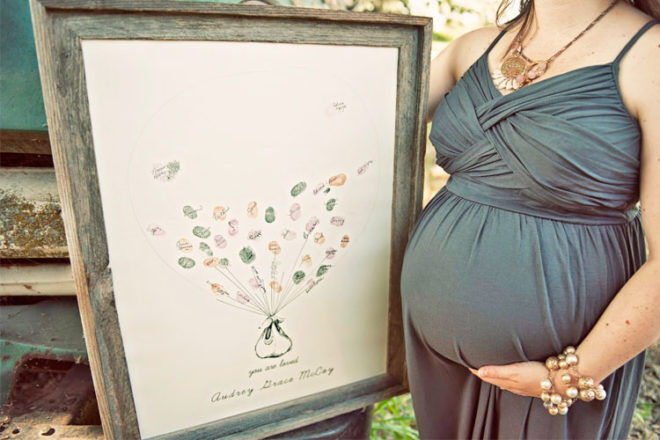 Baby shower guest book ideas- finger print tree