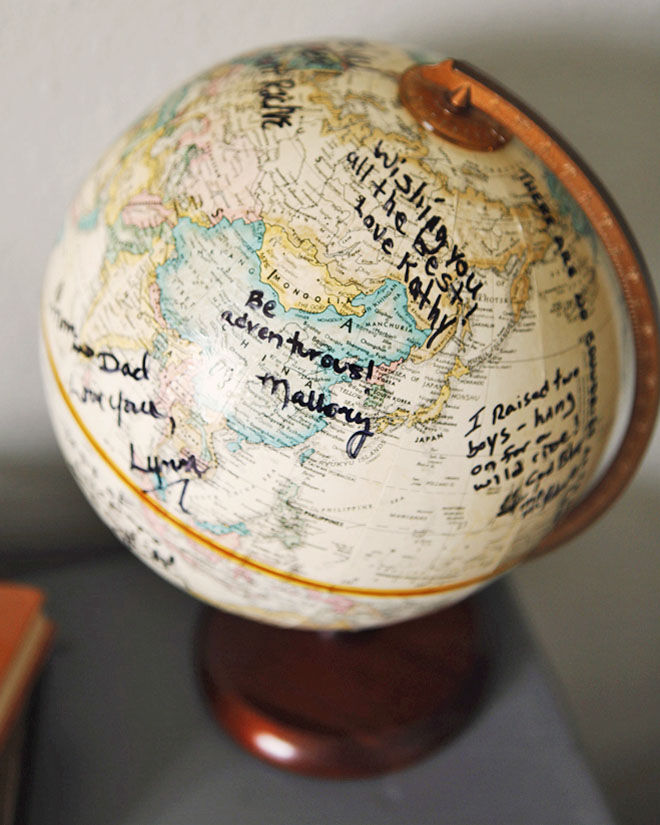 Baby shower guestbook: sign a world globe or map