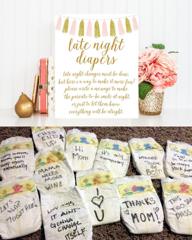 Baby shower guest book nappy messages