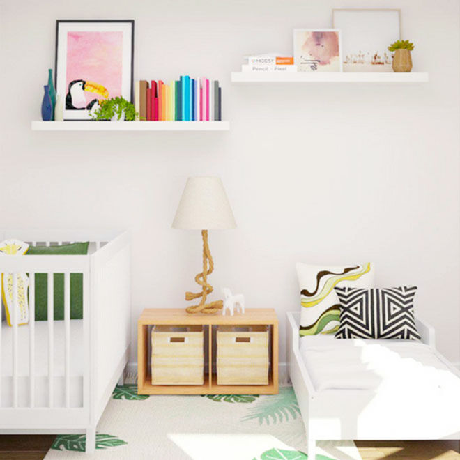 Modern baby toddler shared bedroom