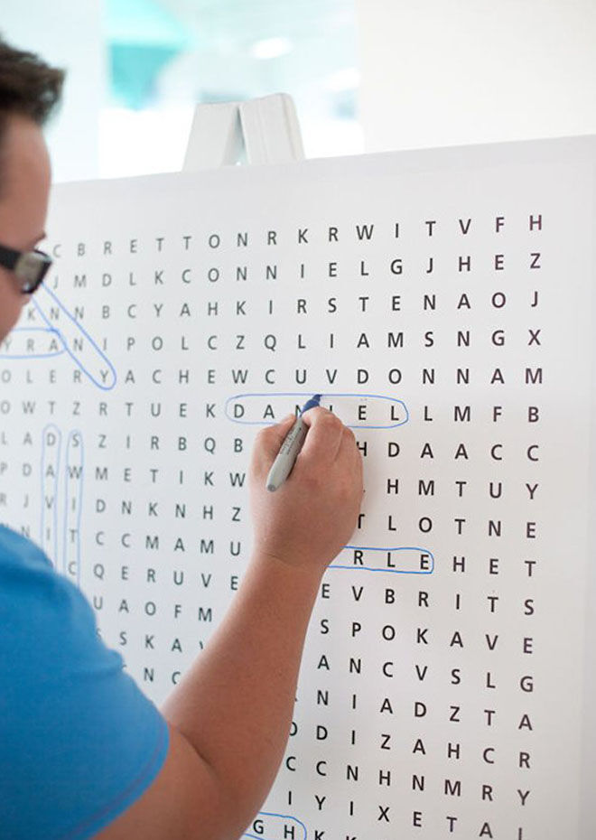 Word search baby shower guest book idea