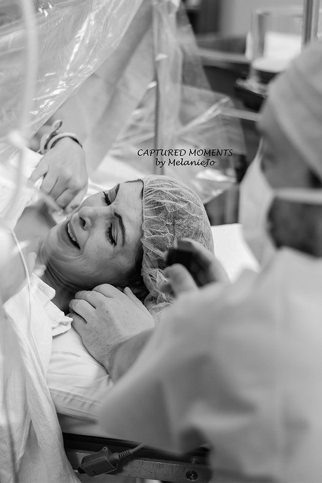 Captured moments by Mary Jo - Black and White c-section birth