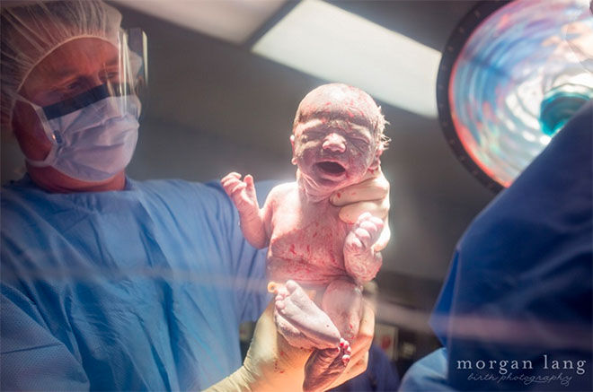 Morgan Lang - newborn just born blood