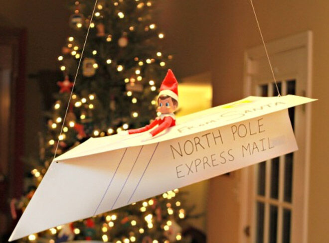 Elf on the Shelf arrival ideas paper plane