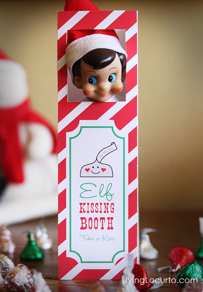 Printable kissing booth for Christmas Elf on the Shelf 