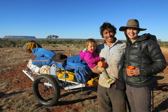 Family treks across outback Australia with toddler