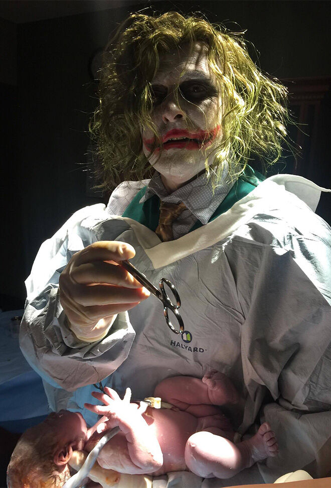 OB dressed as The Joker